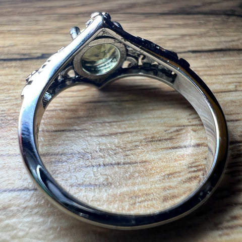 Faceted Moldavite Silver Ring Size 8 | 1 ct | Chlum