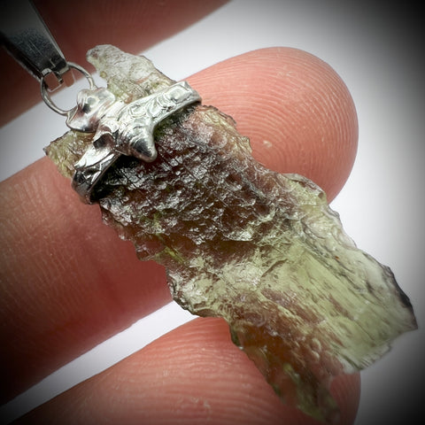 Soft Soldered Pewter Moldavite Pendant | 1.7g | Marouskovo Pole