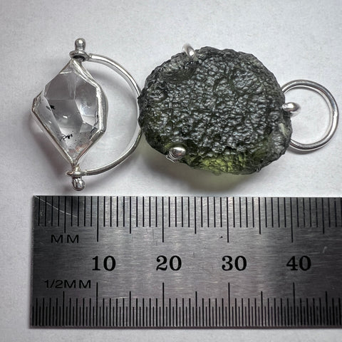 Moldavite & Spinning Herkimer pendant I 3.53g I Chlum