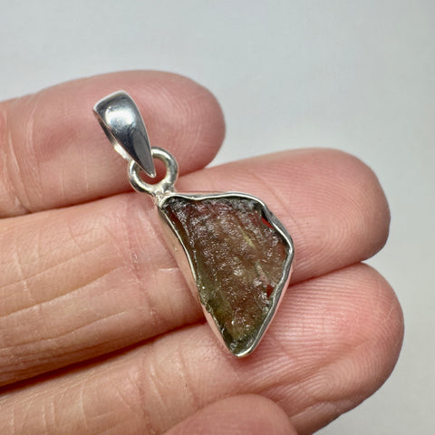 Sterling Silver Moldavite Pendant | 1.51g | Chlum
