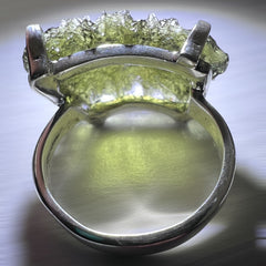 Moldavite Silver Ring - Size 8.5