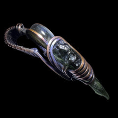 Moldavite & Labradorite Pendant - Copper Wrap