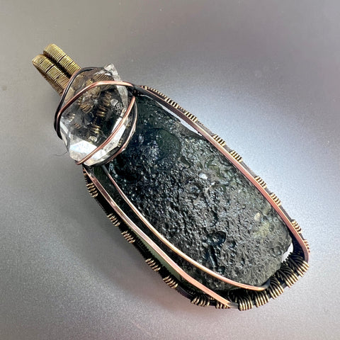 10.69g Moldavite & Herkimer pendant