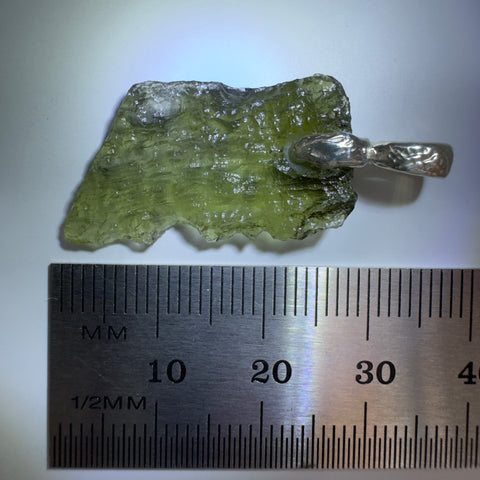 Sterling Silver Moldavite Pendant | 2.45g Total | Chlum