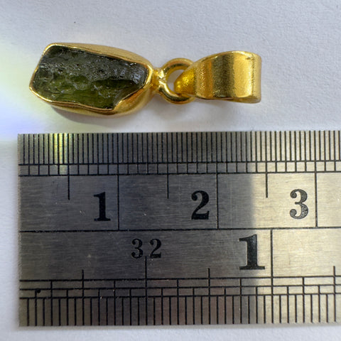 Gold Plated Moldavite Pendant | 1.37g | Chlum