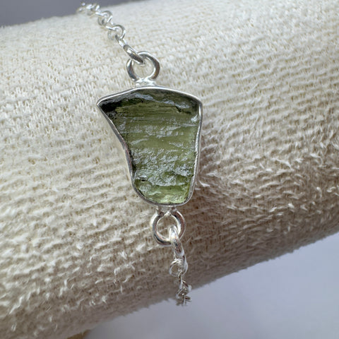 Sterling Silver Moldavite Bracelet | 3.25g | Chlum