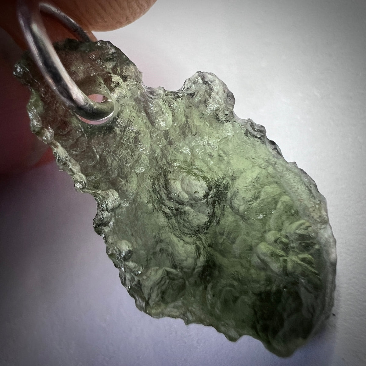 1.18g Natural Moldavite Sterling Silver Pendant