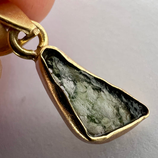 Gold Plated Moldavite Pendant | 1.43g | Chlum