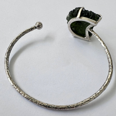Sterling Silver Moldavite Bracelet | 4.45g | Chlum
