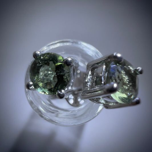 Celestial Glow Moldavite Stud Earrings | 5mm | Chlum
