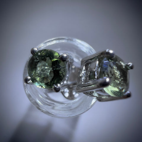 Celestial Glow Moldavite Stud Earrings | 4mm | Chlum
