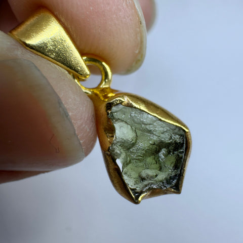 Gold Plated Moldavite Pendant | 1.5g | Chlum