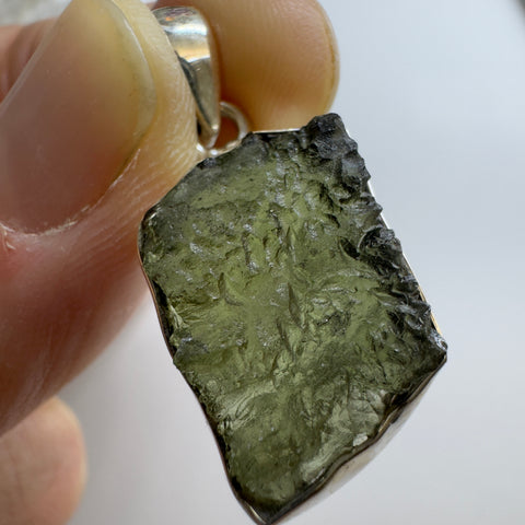 Sterling Silver Moldavite Pendant | 3.96g | Chlum