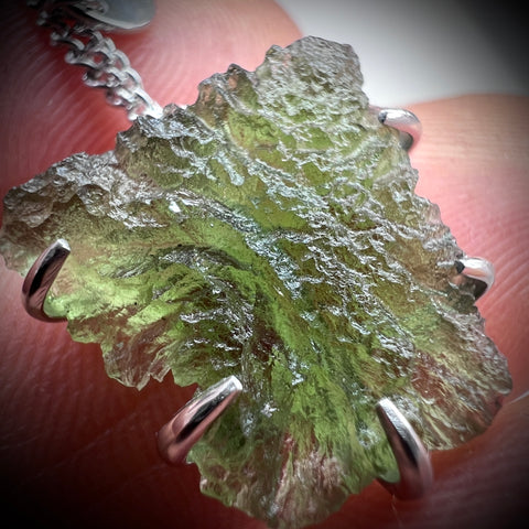 Delicate Sterling Silver Moldavite Necklace