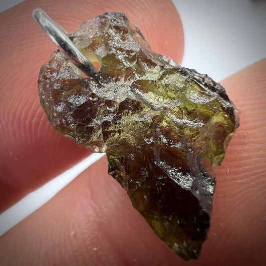 1.09g Natural Moldavite Sterling Silver Pendant