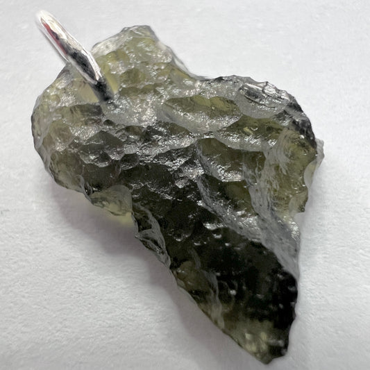 1.09g Natural Moldavite Sterling Silver Pendant