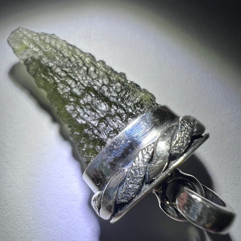 Moldavite "Shark Tooth" Silver pendant.
