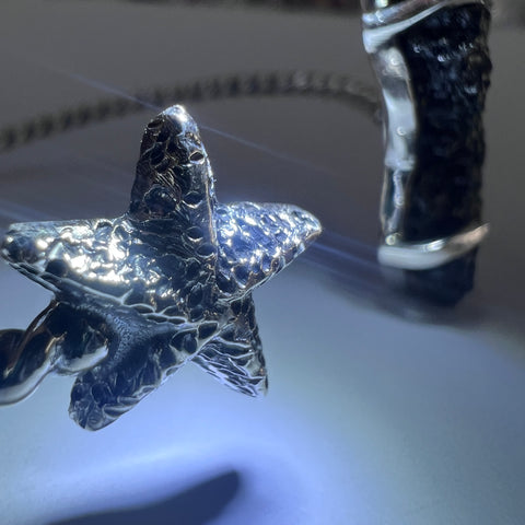 Starfish 3.18g Moldavite Bracelet in Sterling Silver