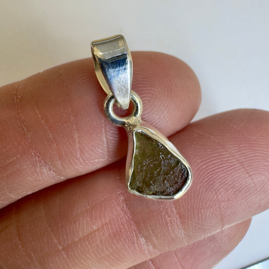Sterling Silver Moldavite Pendant | 1.19g | Chlum