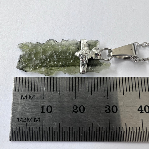 Soft Soldered Pewter Moldavite Pendant | 1.7g | Marouskovo Pole