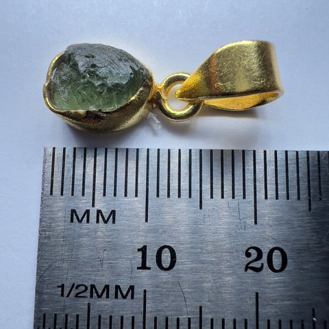 Gold Plated Moldavite Pendant | 1.41g | Chlum