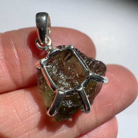 Sterling Silver Moldavite Pendant | 2.45g | Chlum