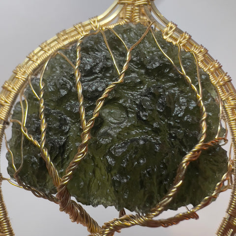 Statement Tree of Life Gold Pendant – 14.7g Chlum Moldavite