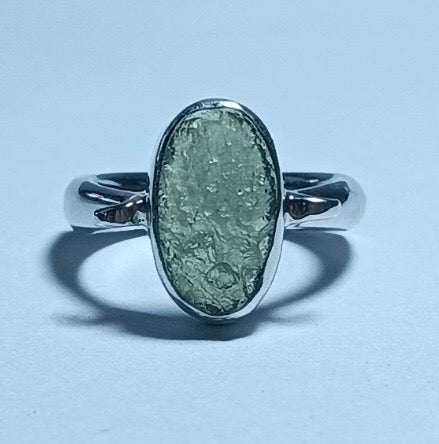 Sterling Silver Moldavite Ring - Size 6