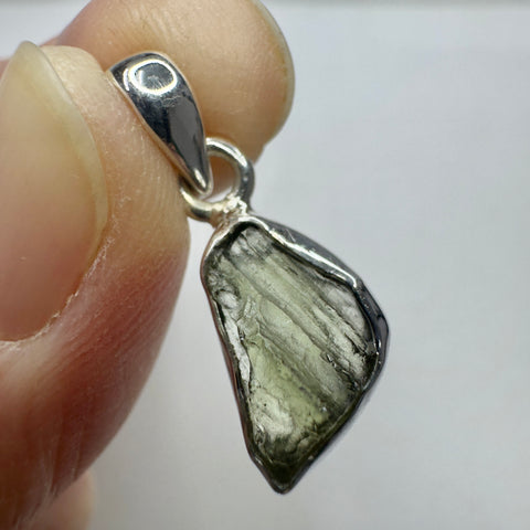 Sterling Silver Moldavite Pendant | 1.43g | Chlum