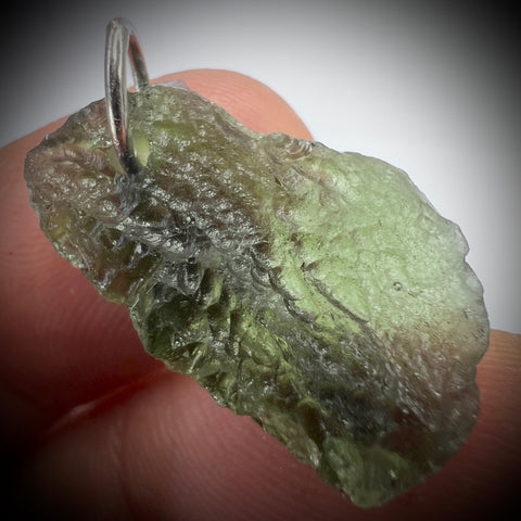 2.63g Natural Moldavite Sterling Silver Pendant