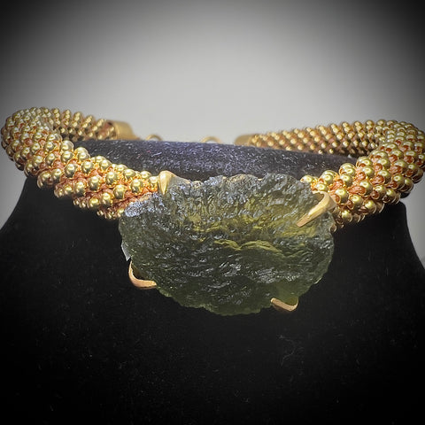 Gold Plated Moldavite Bracelet | 2.1g | Chlum