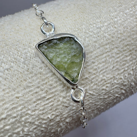 Sterling Silver Moldavite Bracelet | 3.19g | Chlum