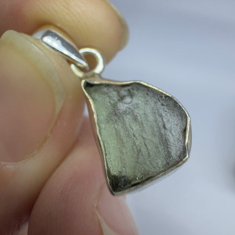 Sterling Silver Moldavite Pendant | 1.63g | Chlum