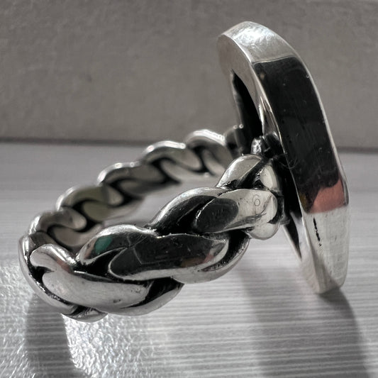 Sterling Silver Moldavite Ring - Size 8