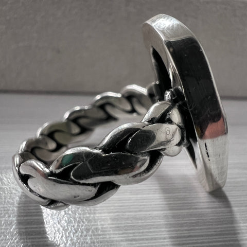 Sterling Silver Moldavite Ring - Size 8