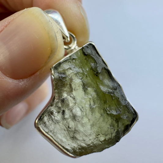 Sterling Silver Moldavite Pendant | 4.36g | Chlum