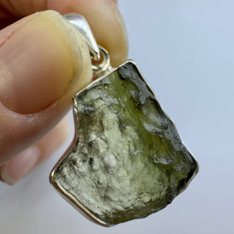 Sterling Silver Moldavite Pendant | 4.36g | Chlum