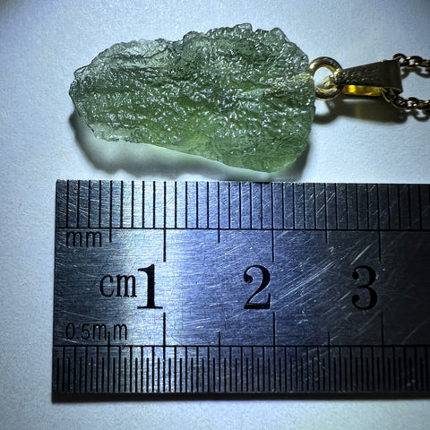 Gold Plated Moldavite Necklace I 1.2g I Marouskovo Pole