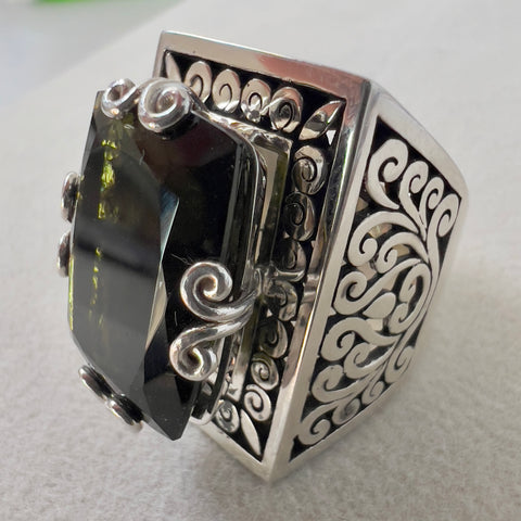 Sterling Silver Moldavite Ring | Size 7.5 (P) | Chlum