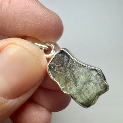 Sterling Silver Moldavite Pendant | 2.08g | Chlum