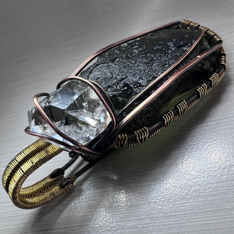 10.69g Moldavite & Herkimer pendant