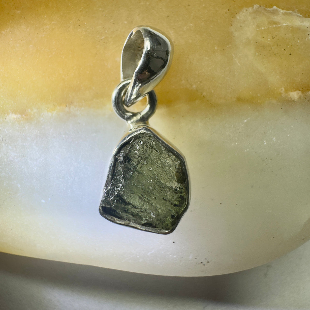 Sterling Silver Moldavite Pendant | 1.53g | Chlum