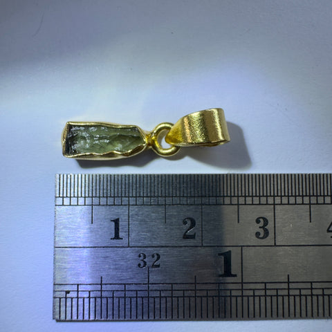 Gold Plated Moldavite Pendant | 1.26g | Chlum