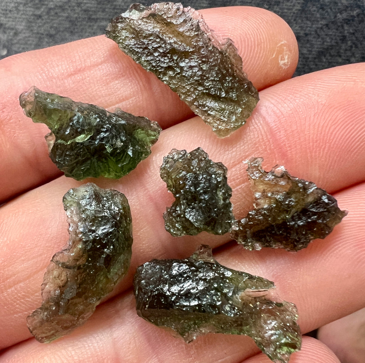 7.45g Total Weight Moldavite Wholesale Lots (6 pcs)