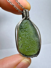 Moldavite & Silver Pendant