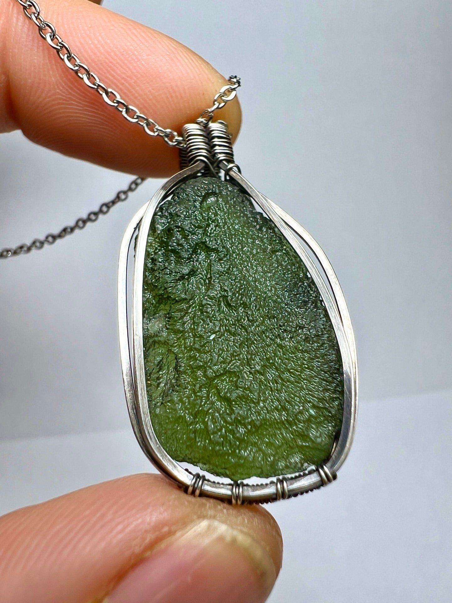 Moldavite & Silver Pendant