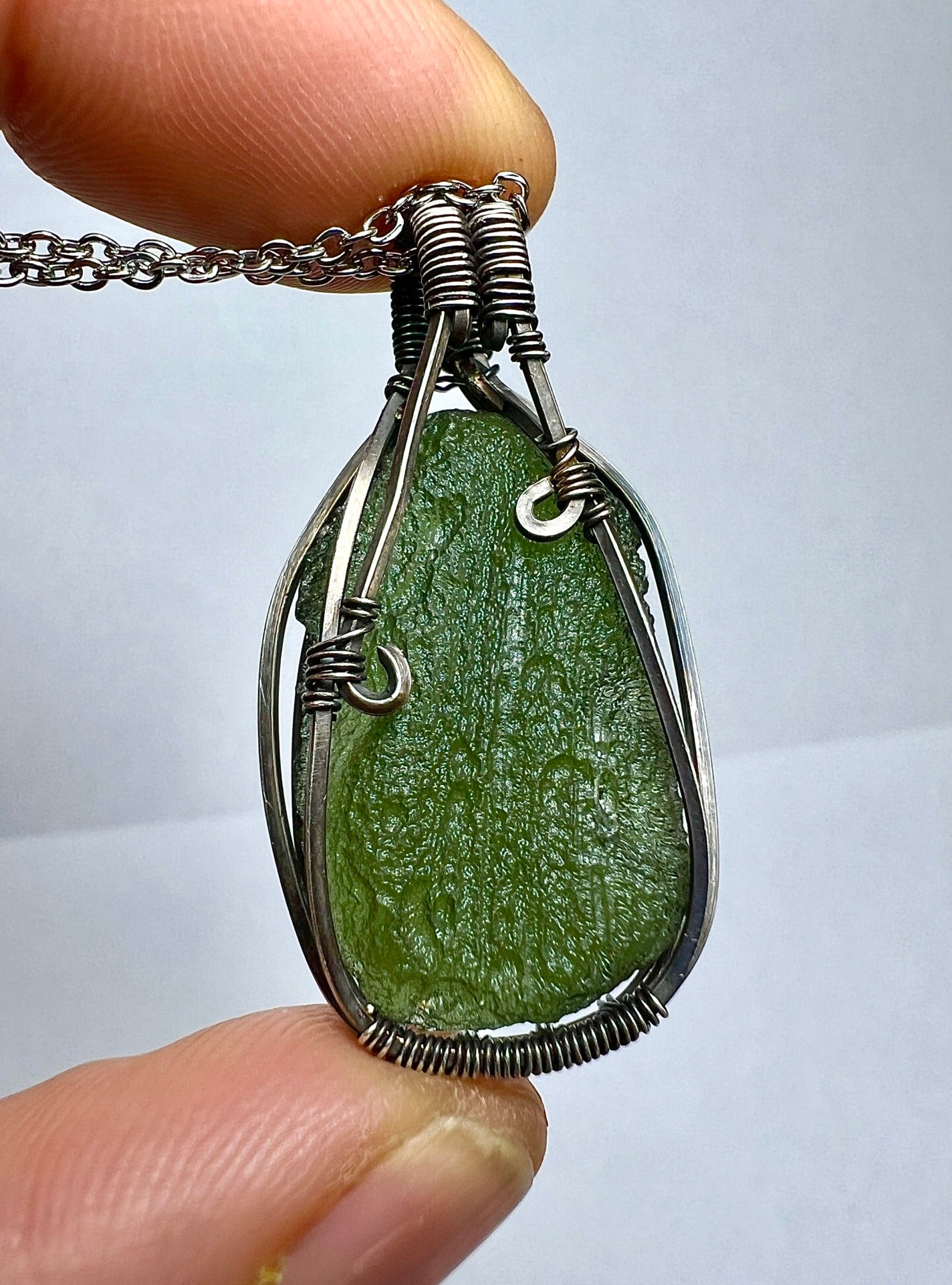 Moldavite & Silver Pendant