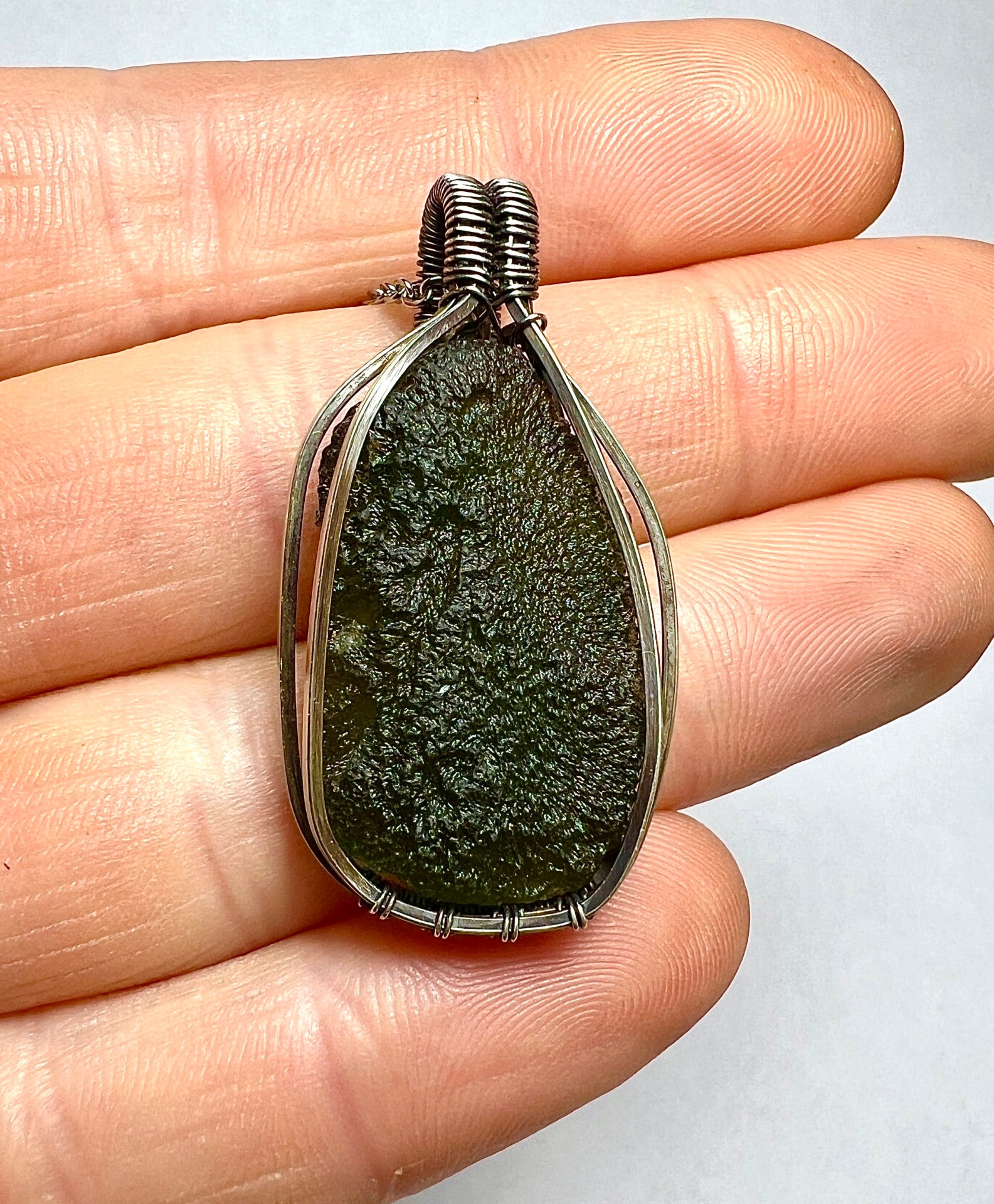 Moldavite & Silver Pendant