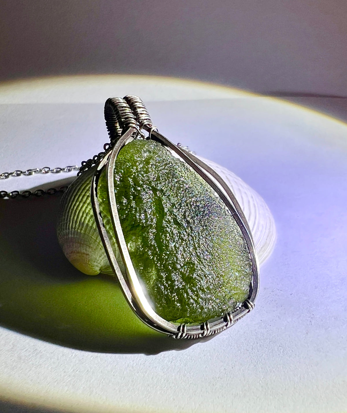 Moldavite & Silver Pendant