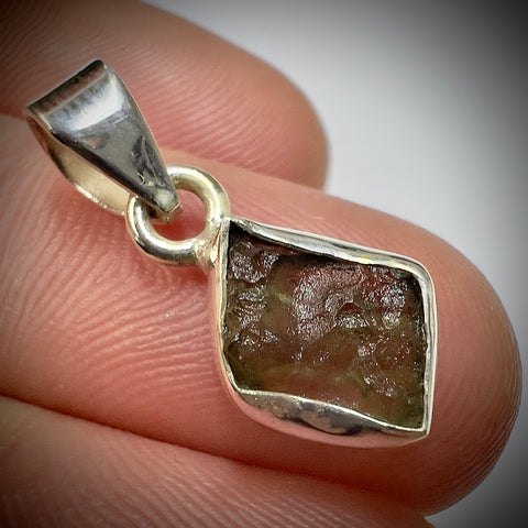 Sterling Silver Moldavite Pendant | 1.31g | Chlum